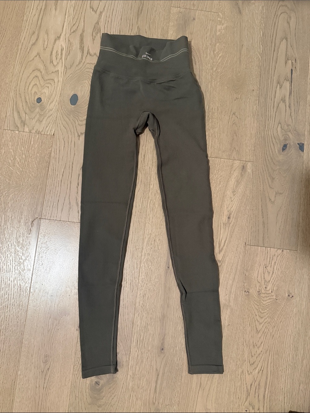 SKIMS Ribbed High-Waist Leggings - Olive Green